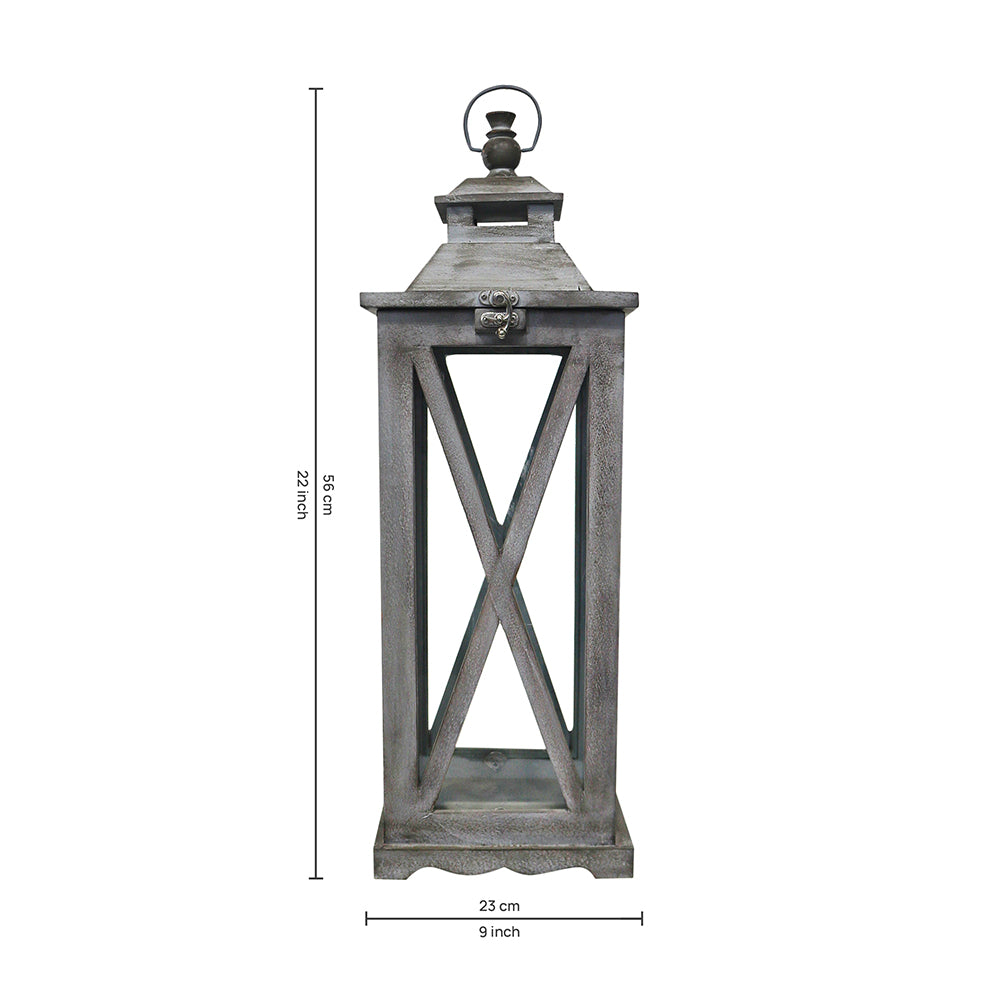 Square Mango Wood Lantern For Home Decor