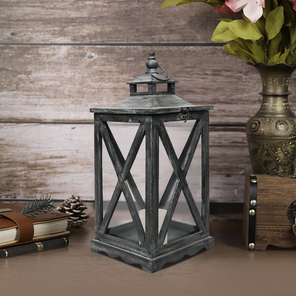 Square Mango Wood Lantern For Home Decor