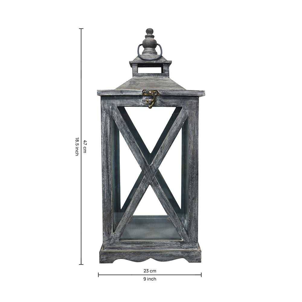 Square Mango Wood Lantern For Home Decor