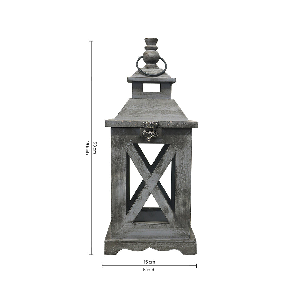 Square Mango Wood Lantern For Home Decor