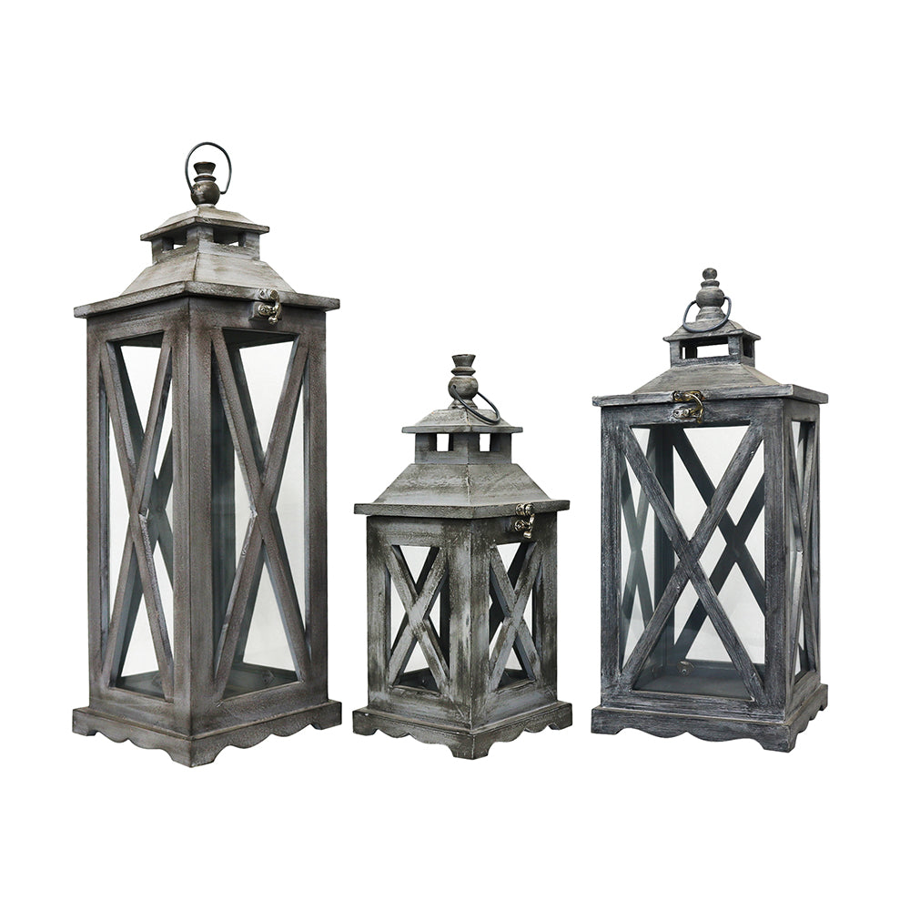 Buy 2 Get 1 Free: Buy Pack Of 2 Square Mango Wood Lantern And Get Small Lantern Free