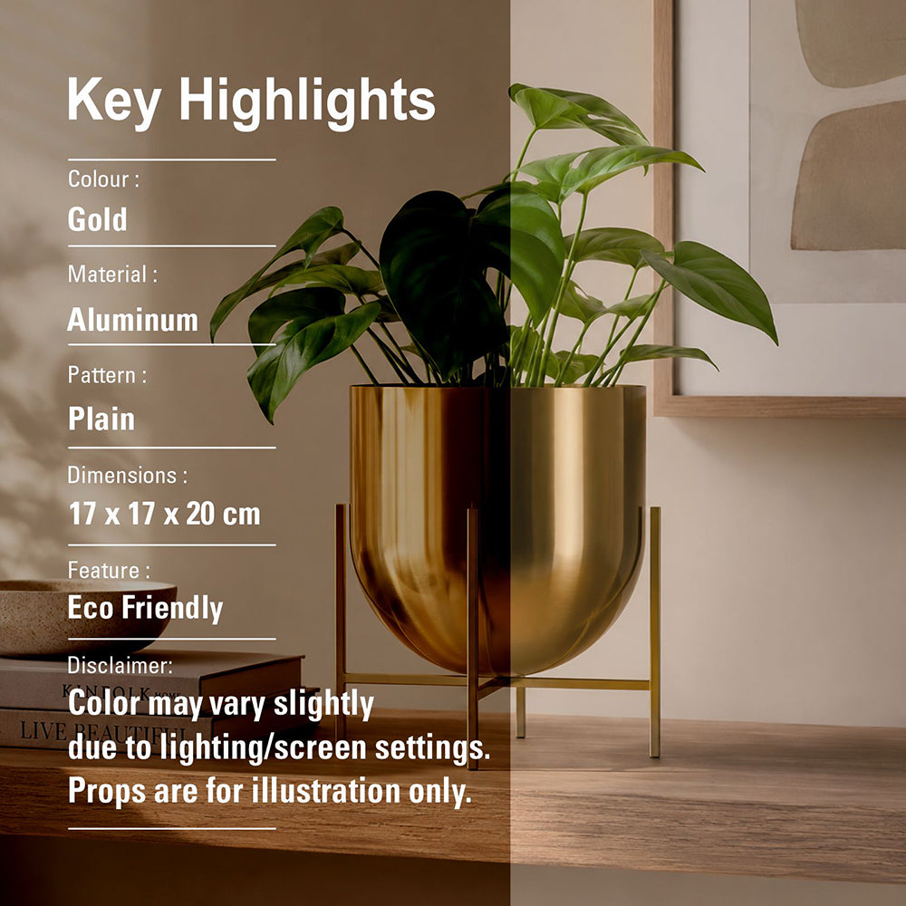 Linz Metal Planter, Small - Gold