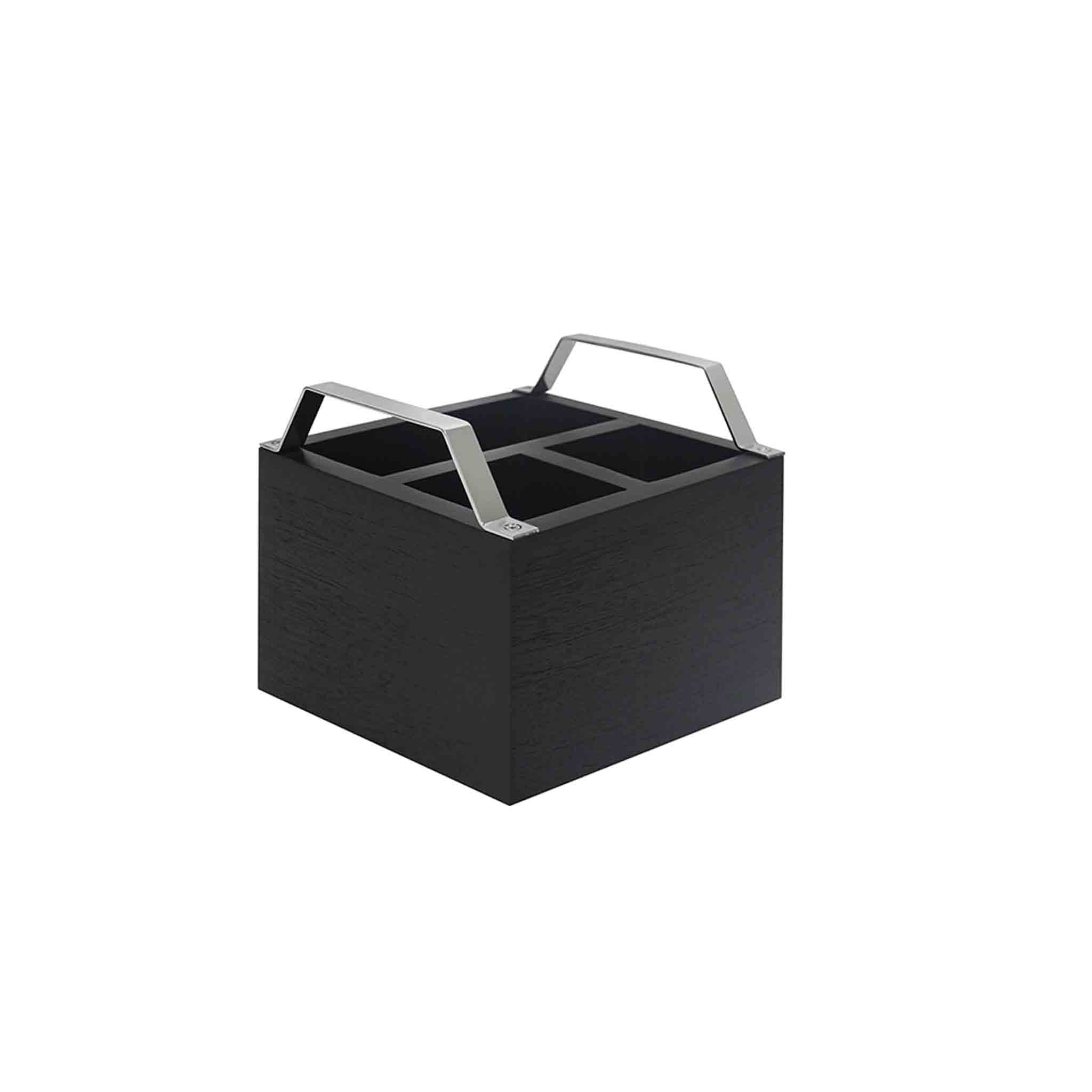 Wooden Cutlery Holder With Metal Handle For Dining Room, Kitchen And Desk