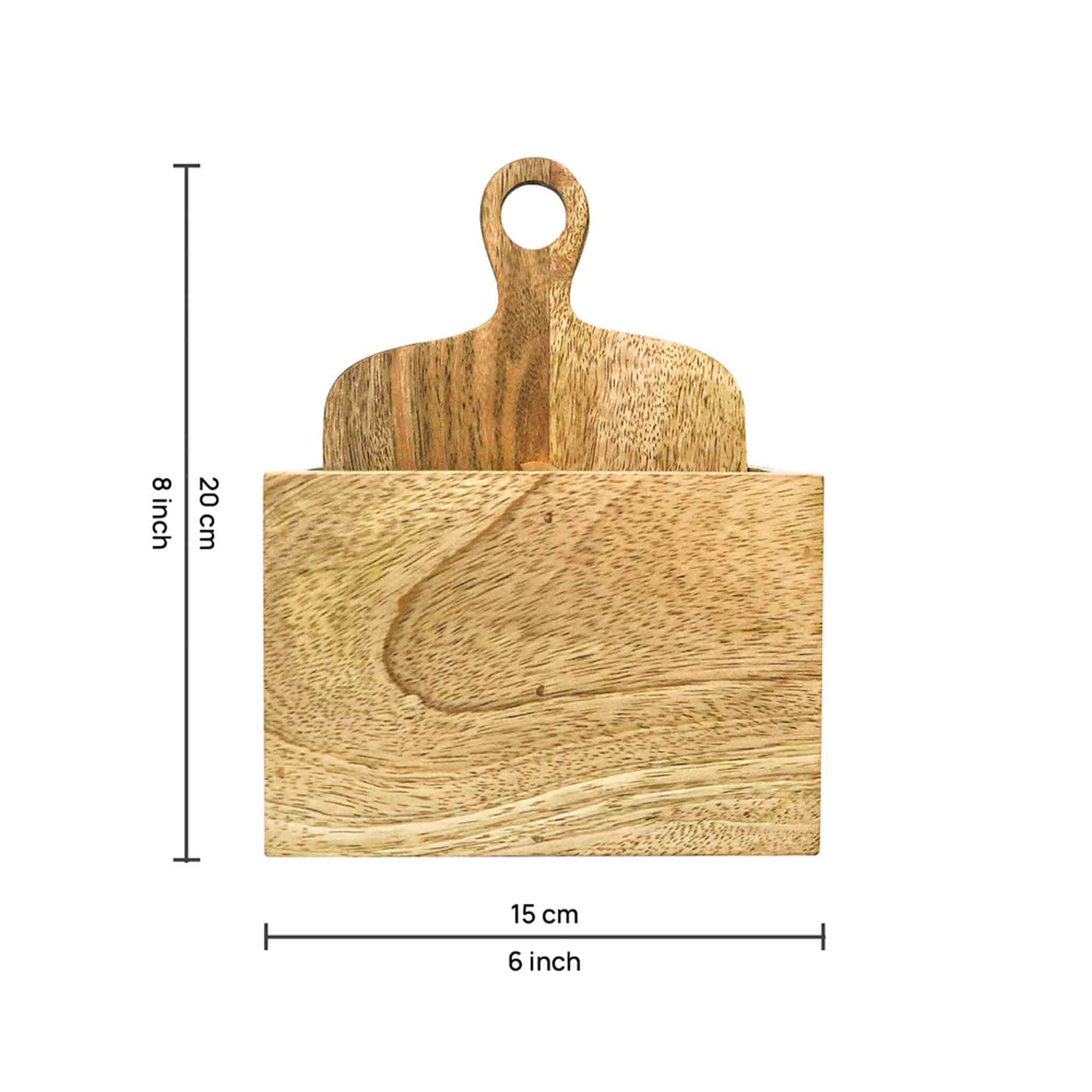 Wooden Cutlery Holder With Metal Handle For Dining Room, Kitchen And Desk