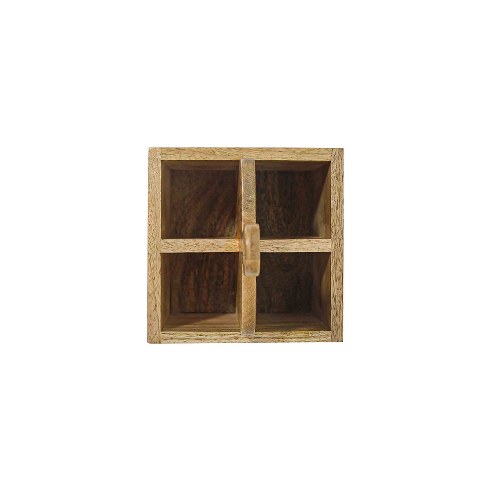 Wooden Cutlery Holder With Metal Handle For Dining Room, Kitchen And Desk