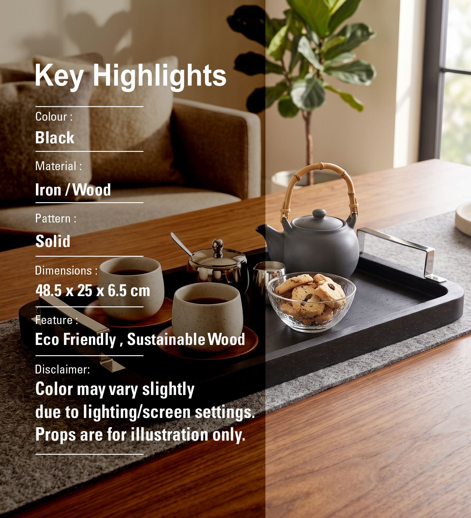 Stack Wooden Serving Tray - Black