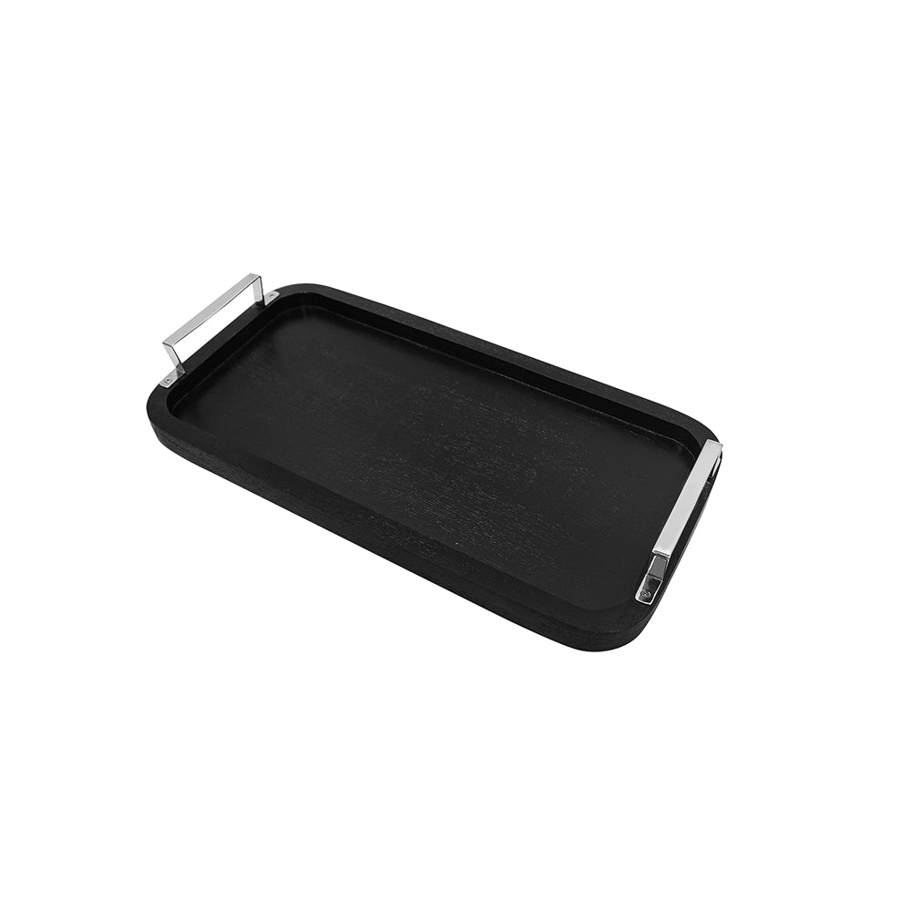 Wooden Serving Tray With Metal Handle