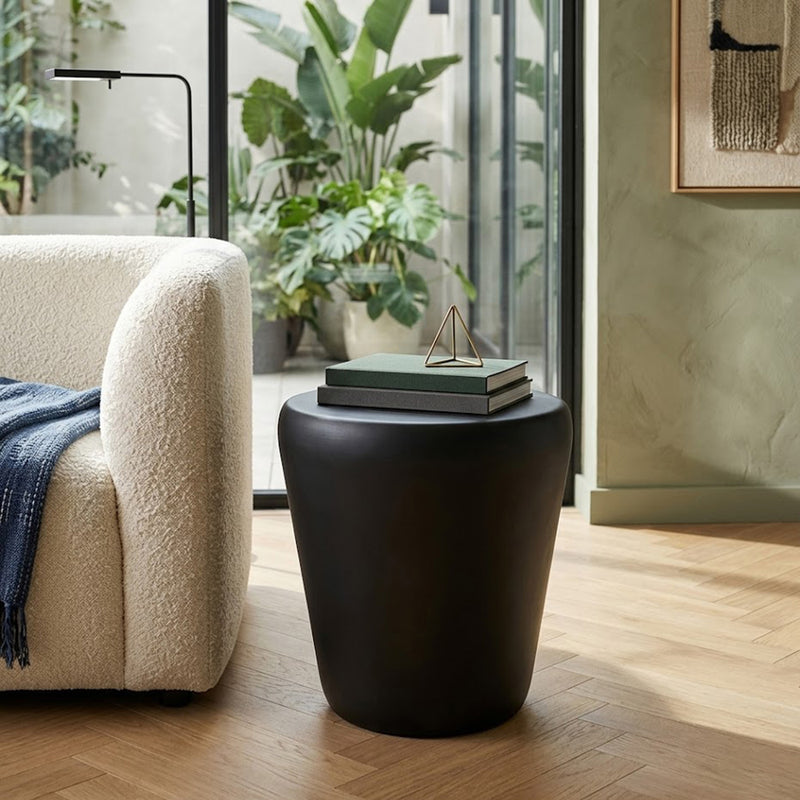 Metal Round Side Table - Black