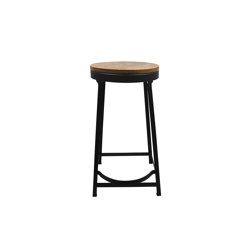 Elvor Metal Stool With Wooden Top - Black