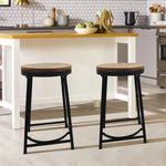 Iron Side Stool With Wooden Top For Indoor-Outdoor, Home & Office