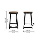 Iron Side Stool With Wooden Top For Indoor-Outdoor, Home & Office