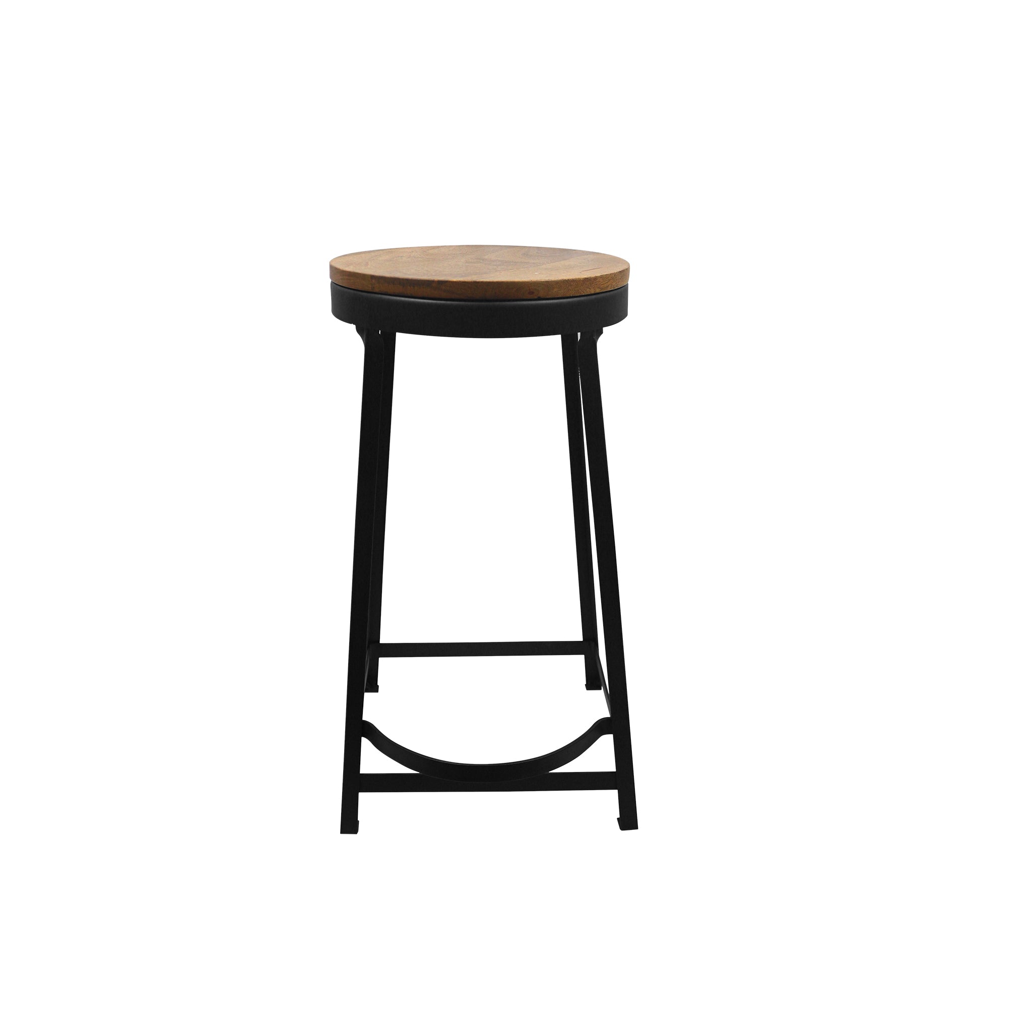 Iron Side Stool With Wooden Top For Indoor-Outdoor, Home & Office