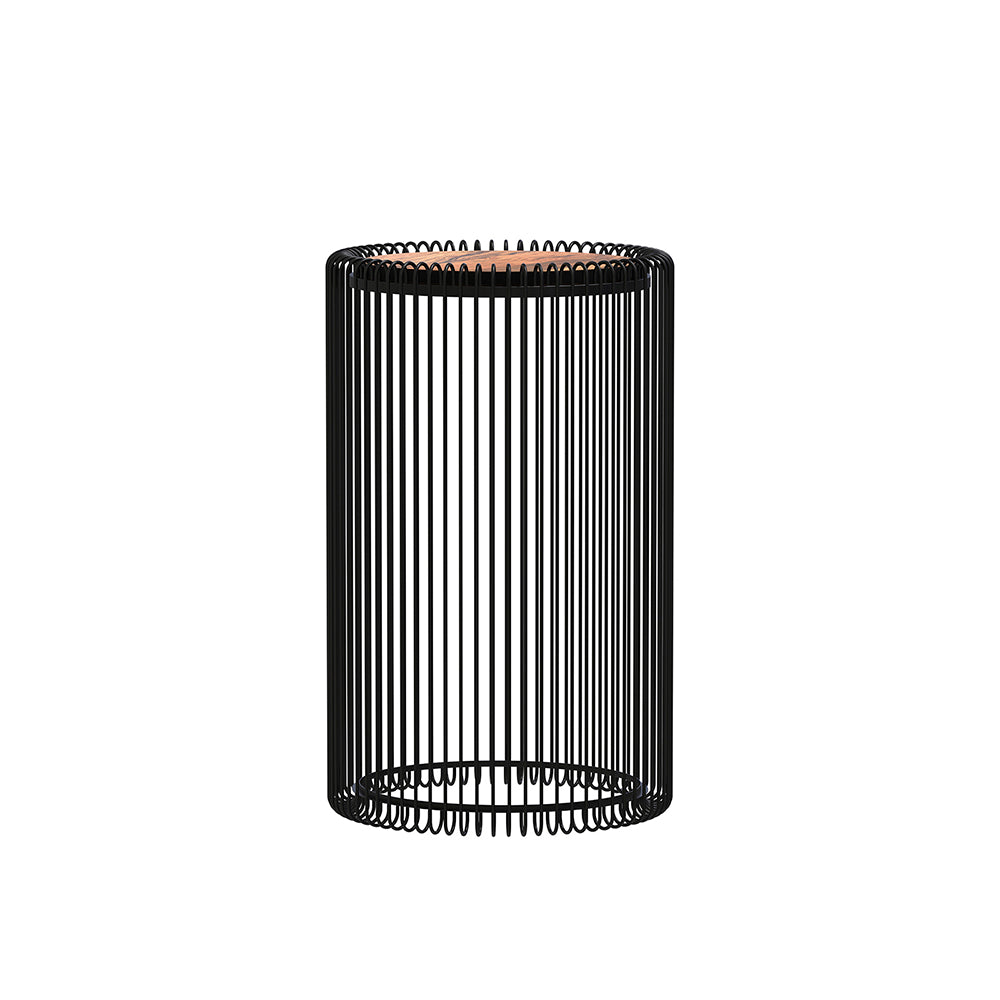 Cage Metal Stool With Wooden Top - Black