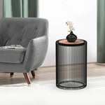 Iron Side Stool With Wooden Top For Indoor-Outdoor, Home & Office