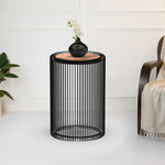 Iron Side Stool With Wooden Top For Indoor-Outdoor, Home & Office