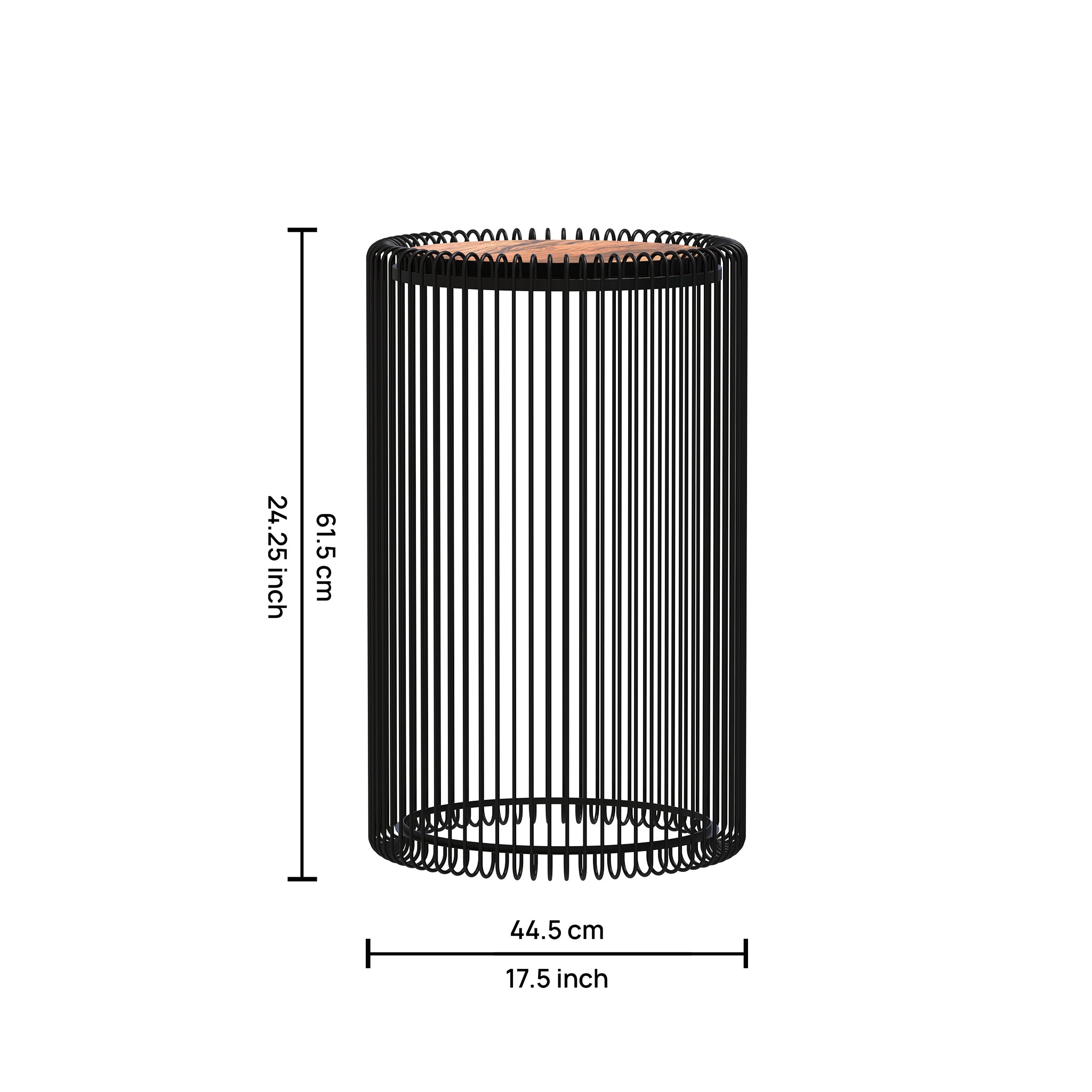 Iron Side Stool With Wooden Top For Indoor-Outdoor, Home & Office