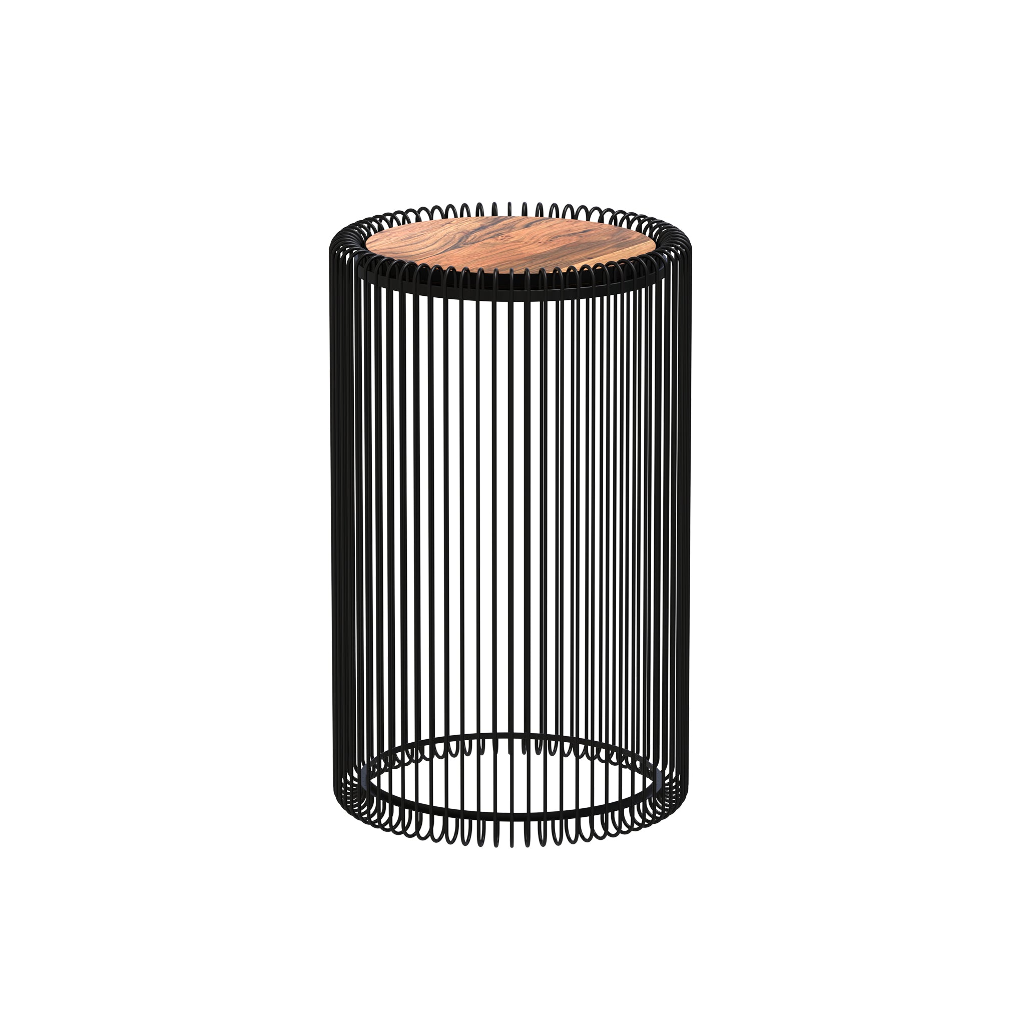 Iron Side Stool With Wooden Top For Indoor-Outdoor, Home & Office