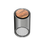 Iron Side Stool With Wooden Top For Indoor-Outdoor, Home & Office