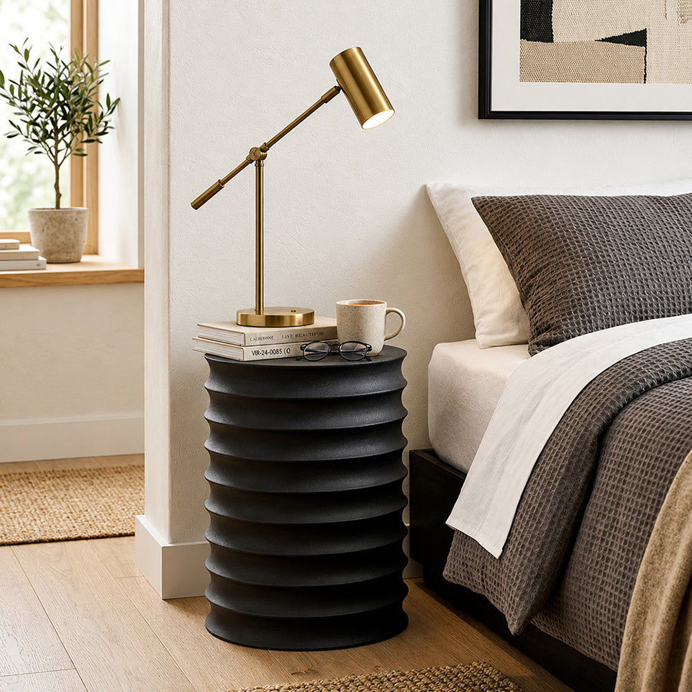 Zorr Metal Ribbed Side Table - Black