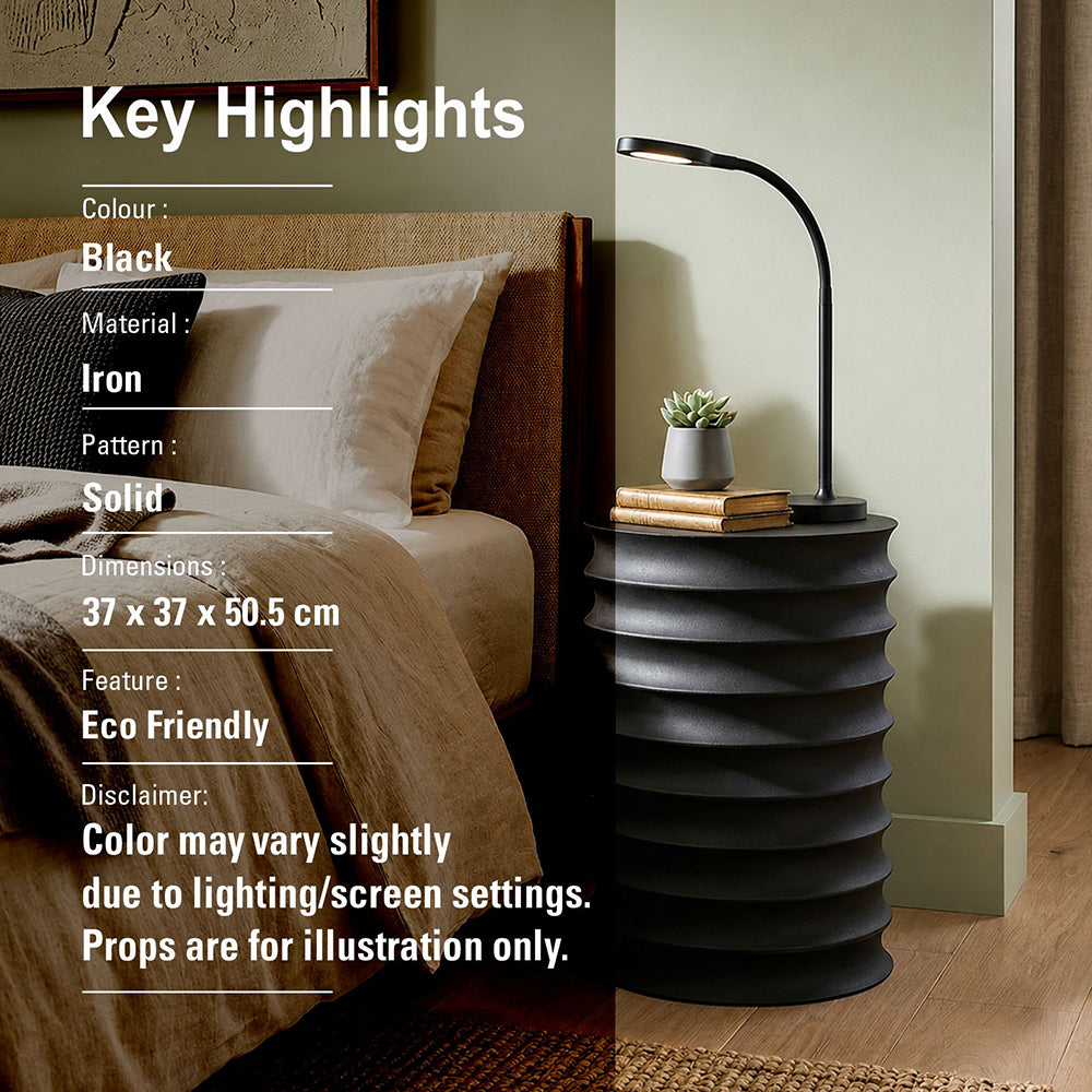 Zorr Metal Ribbed Side Table - Black