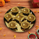Gold Diya Set With Thali For Décor And Pooja