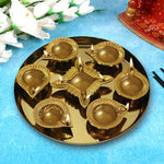 Gold Diya Set With Thali For Décor And Pooja