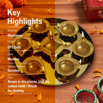 Gold Diya Set With Thali For Décor And Pooja