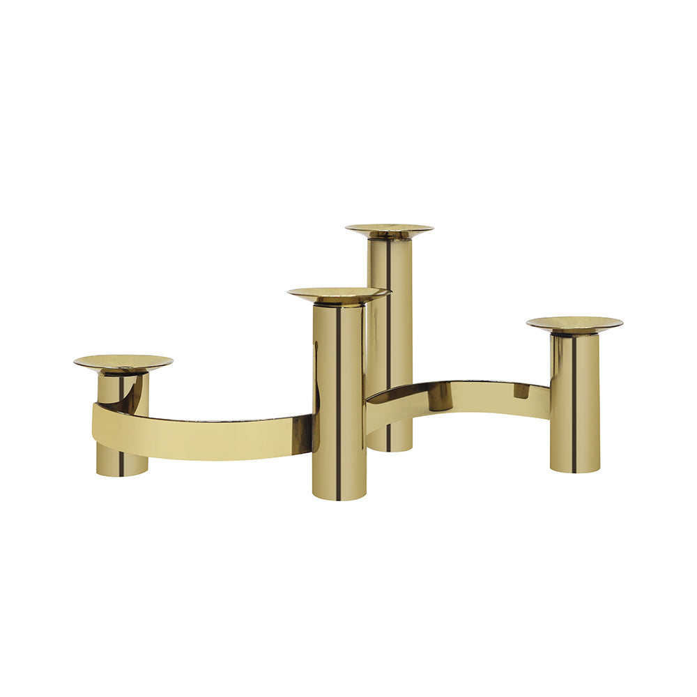 4 Cup Metal Candle Holder - Gold