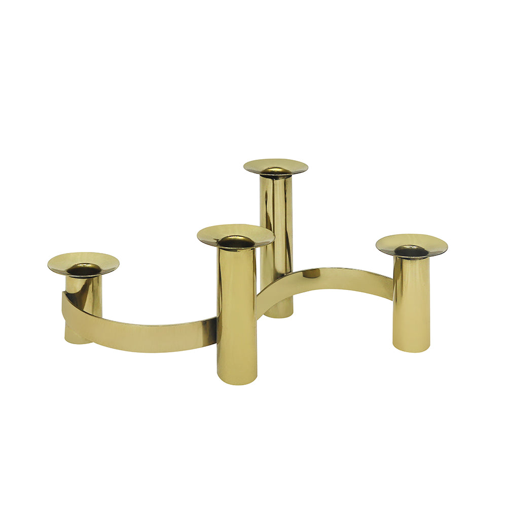 4 Cup Metal Candle Holder - Gold