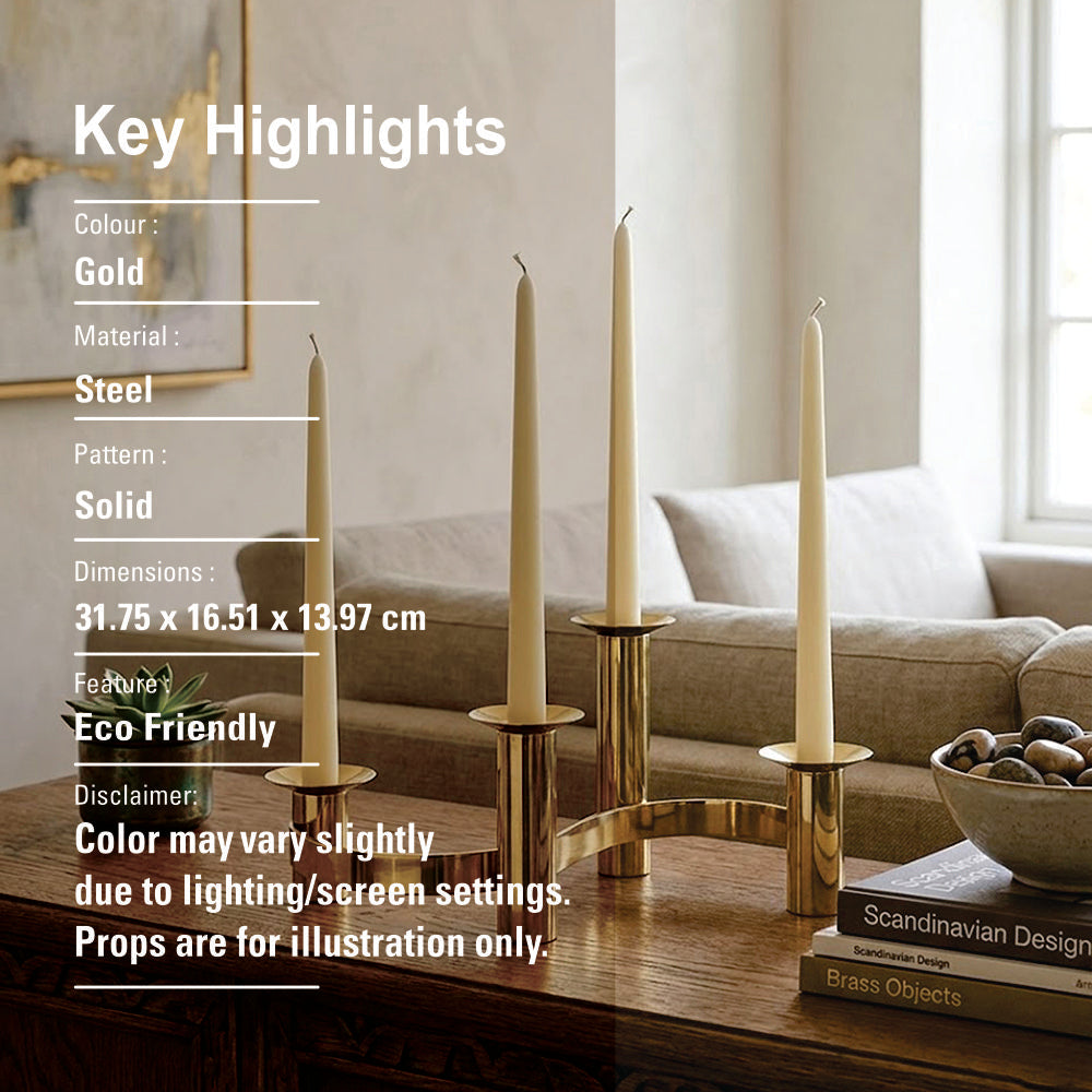 4 Cup Metal Candle Holder - Gold