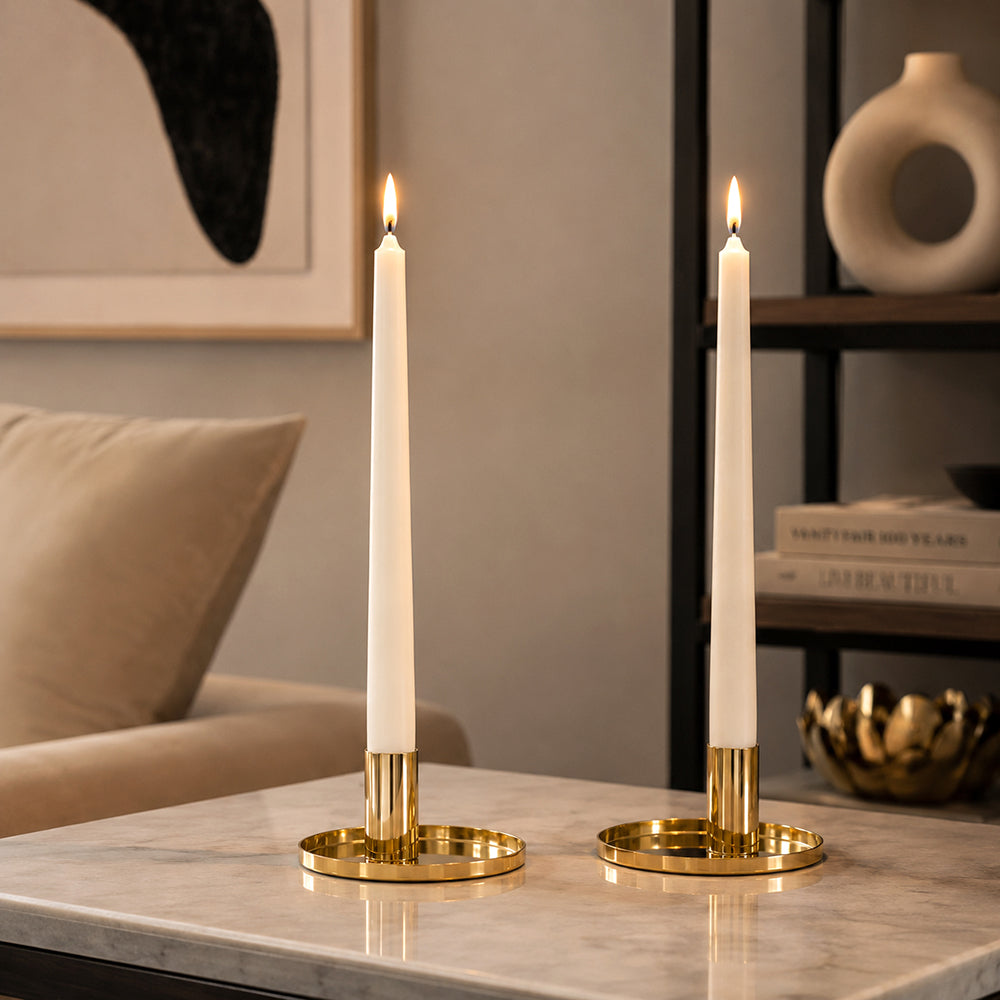 Pack Of 2 Candle Holder, Steel Tealight Holder Gold