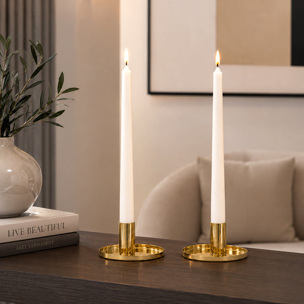 Pack Of 2 Candle Holder, Steel Tealight Holder Gold