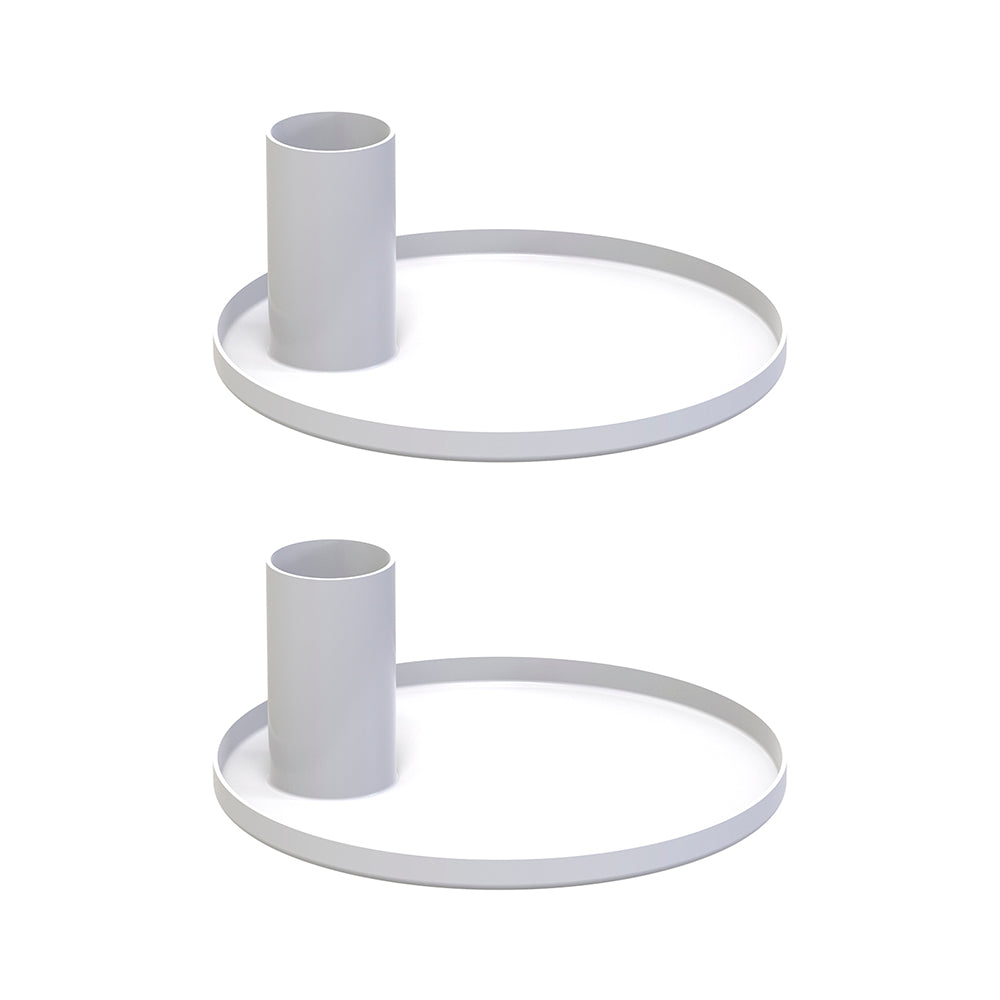 Pack Of 2 Candle Holder, Steel Tealight Holder White