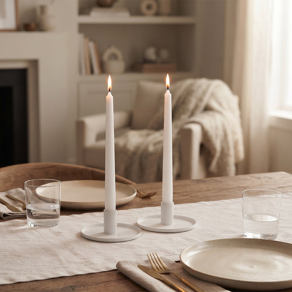 Pack Of 2 Candle Holder, Steel Tealight Holder White