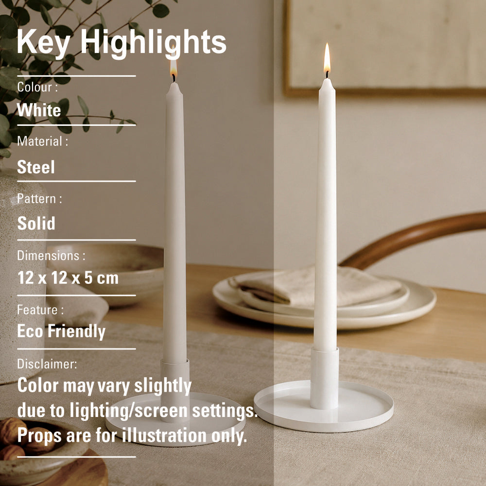 Pack Of 2 Candle Holder, Steel Tealight Holder White