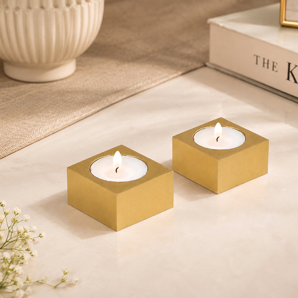 Pack Of 2 Tea Light Holder, Steel Candle Holder
