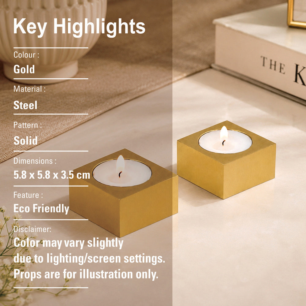 Pack Of 2 Tea Light Holder, Steel Candle Holder