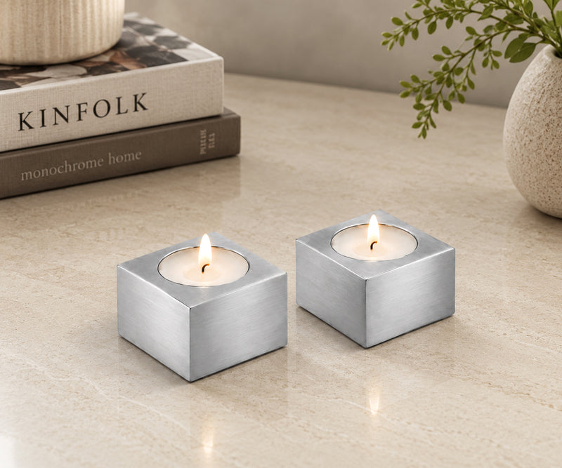 Pack Of 2 Tea Light Holder, Steel Candle Holder