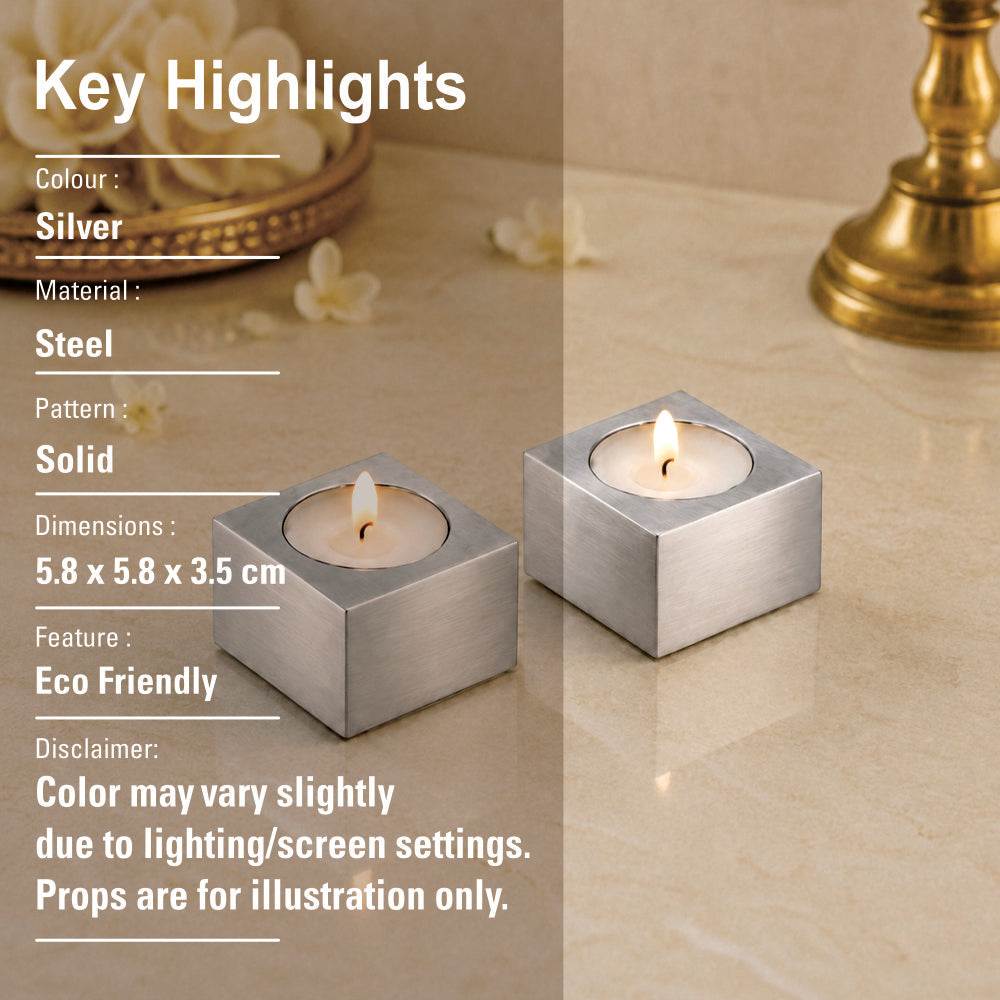 Pack Of 2 Tea Light Holder, Steel Candle Holder