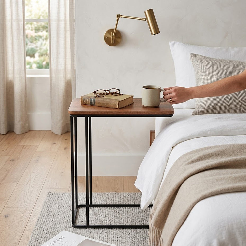 Loren Metal Laptop Table With Wooden Top - Brown
