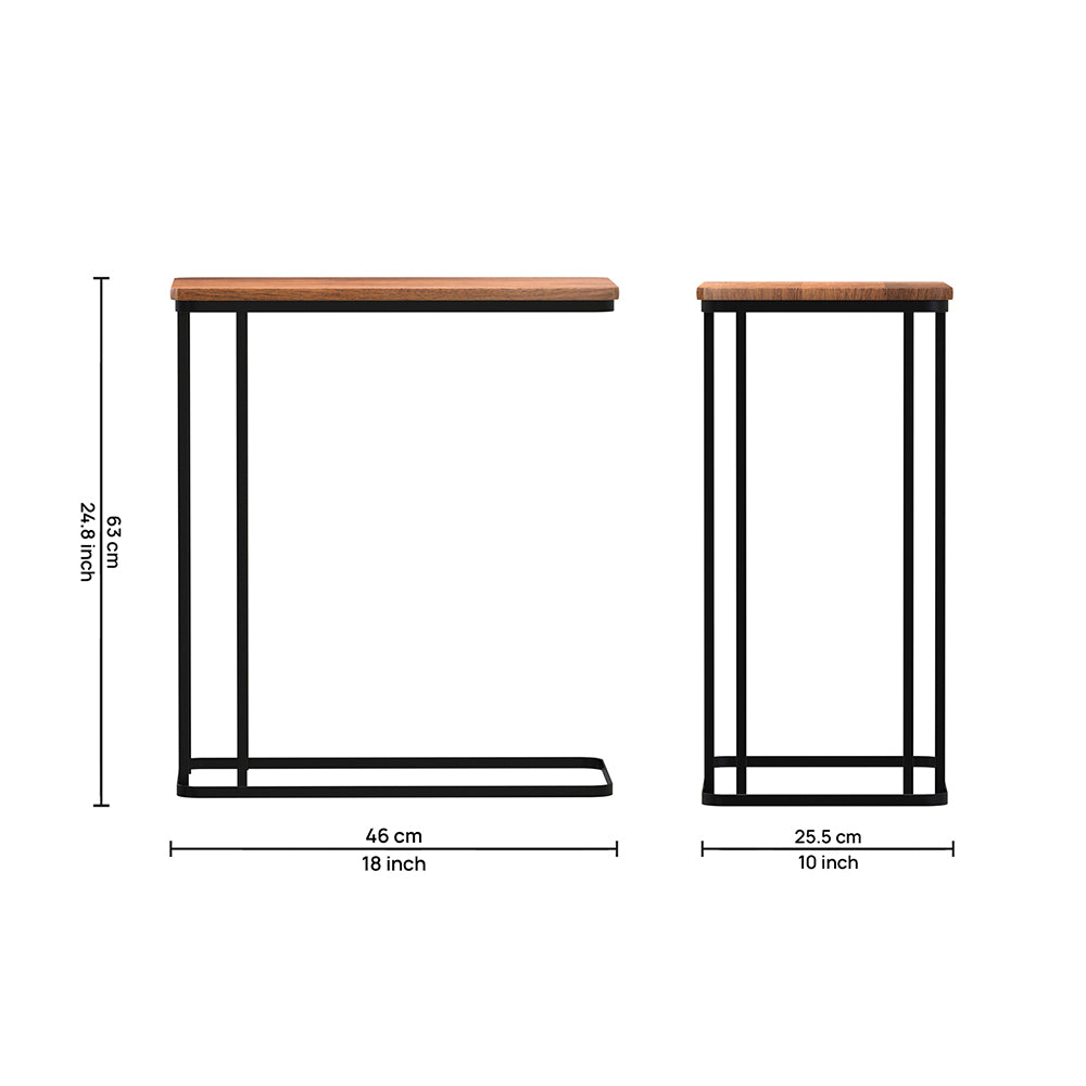 Loren Metal Laptop Table With Wooden Top - Brown