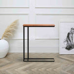 Iron Side Table with Wooden Top for Home & Office Décor