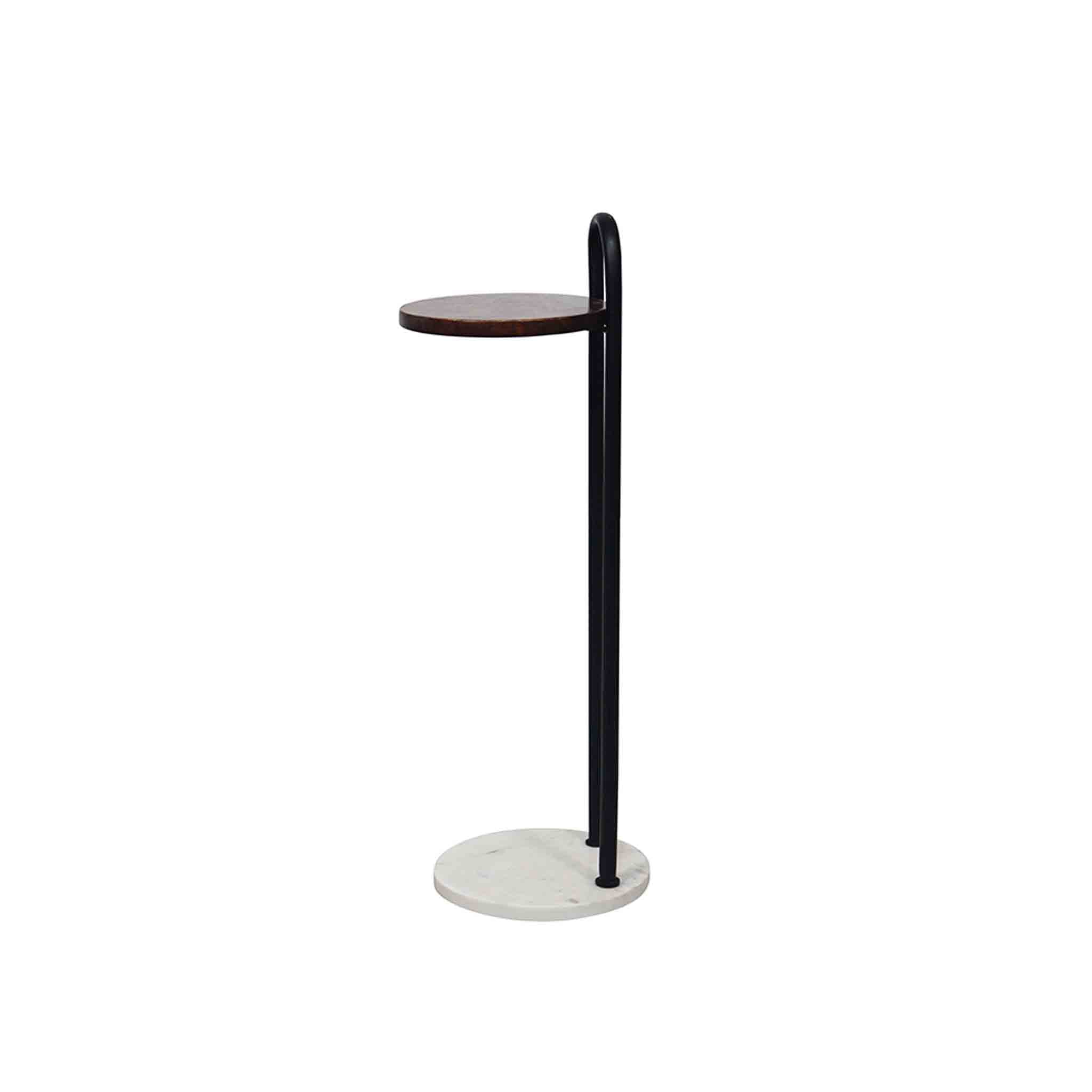 Iron Side Table with Marble Base & Wooden Top for Home & Office Décor