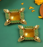 Pack Of 2 Aluminium Diyas For Pooja And Gift
