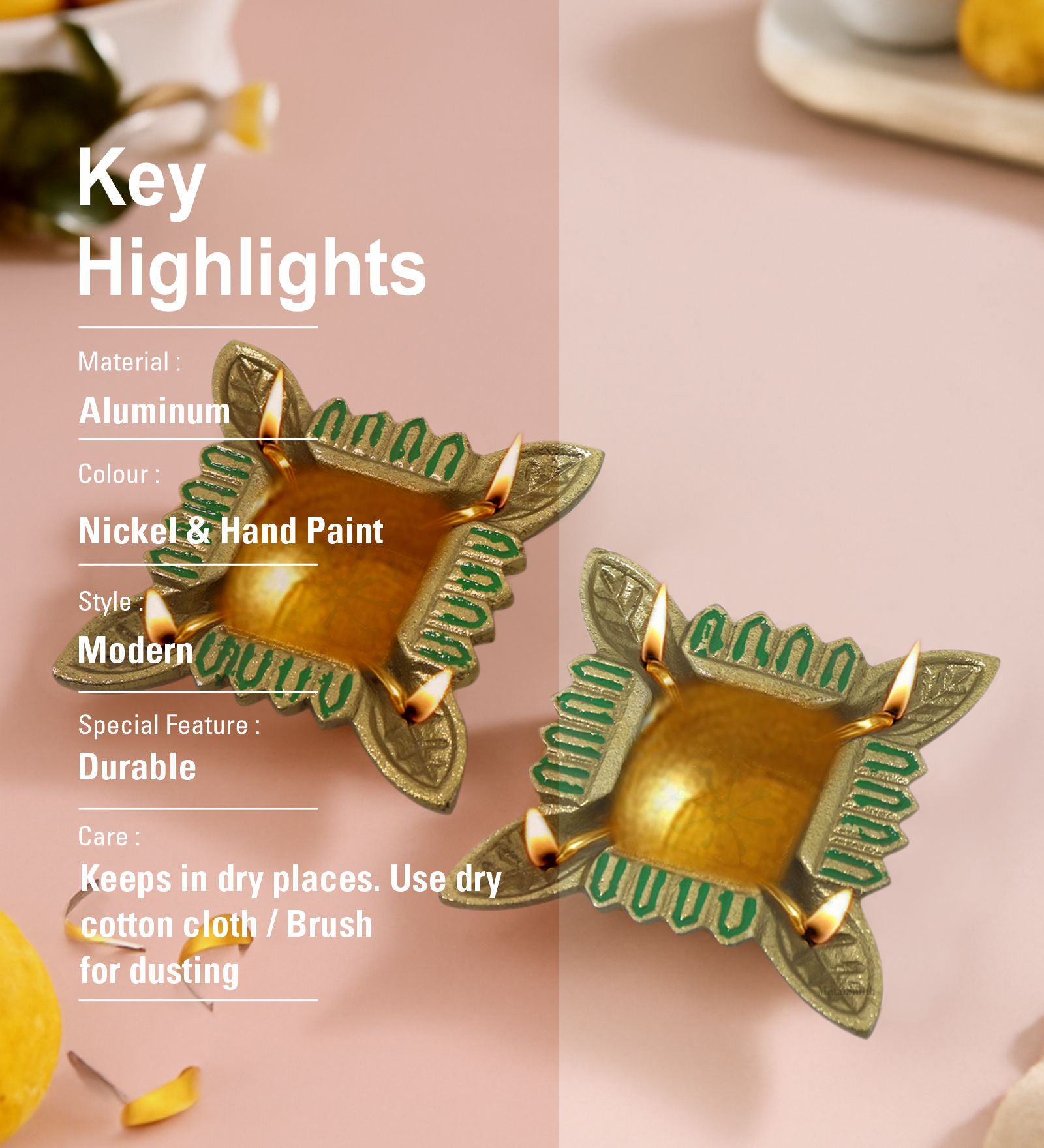 Pack Of 2 Aluminium Diyas For Pooja And Gift