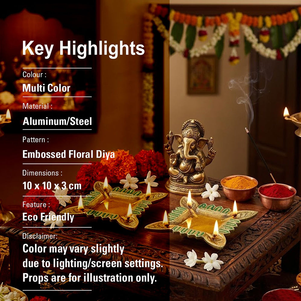 Pack Of 2 Aluminium Diyas For Pooja And Gift