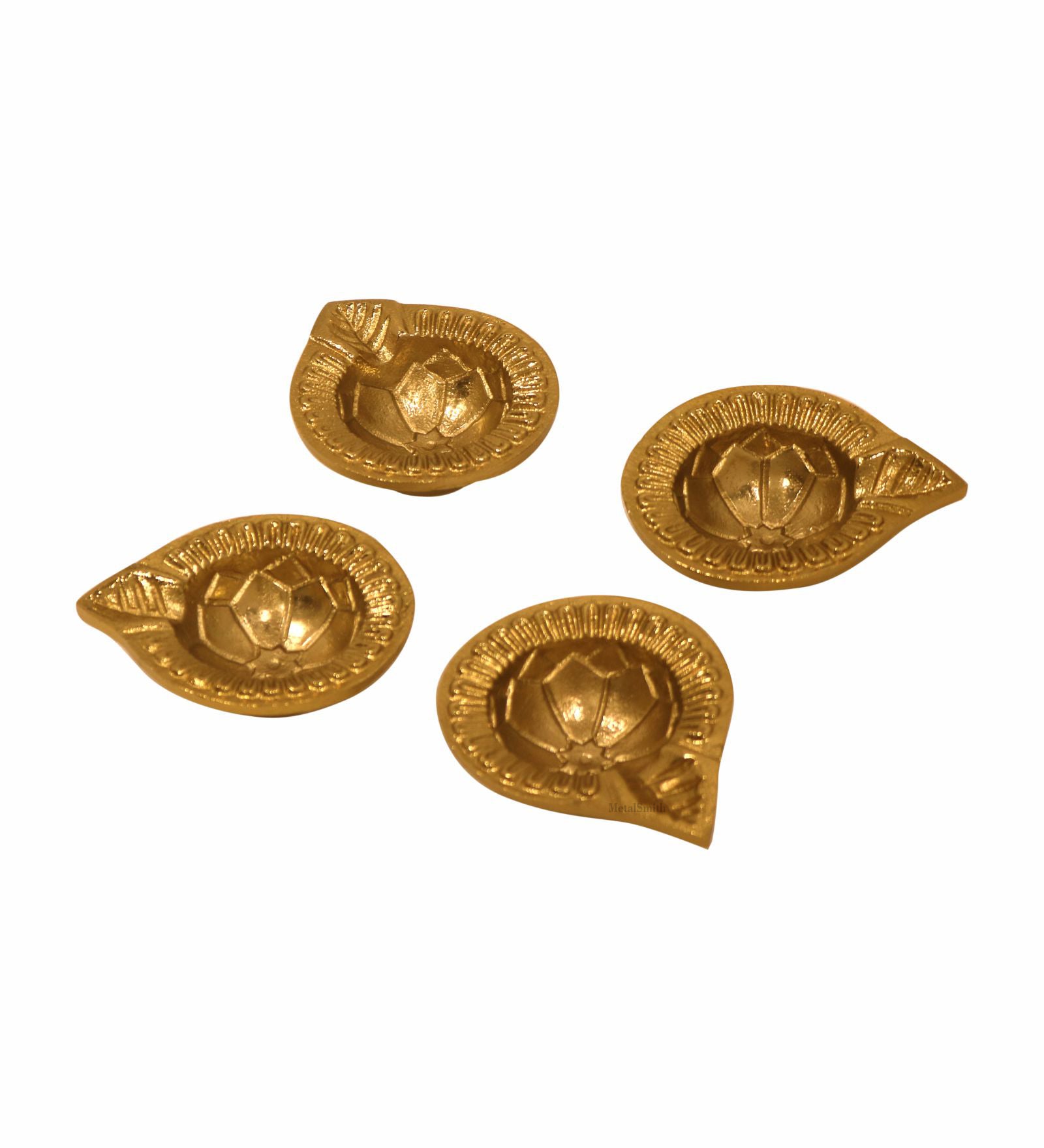 Pack Of 4 Aluminium Diyas For Pooja And Gift