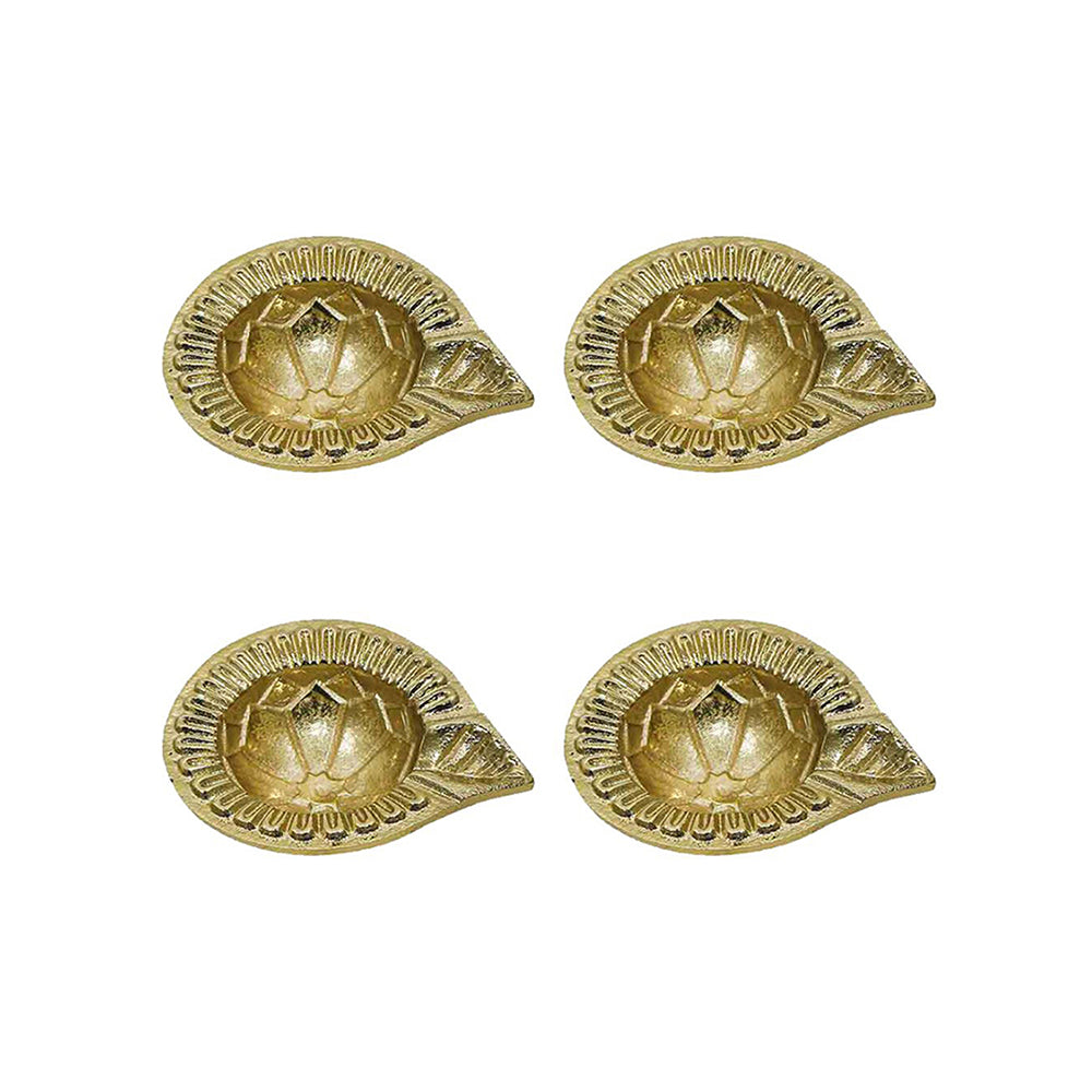 Pack Of 4 Aluminium Diyas For Pooja And Gift