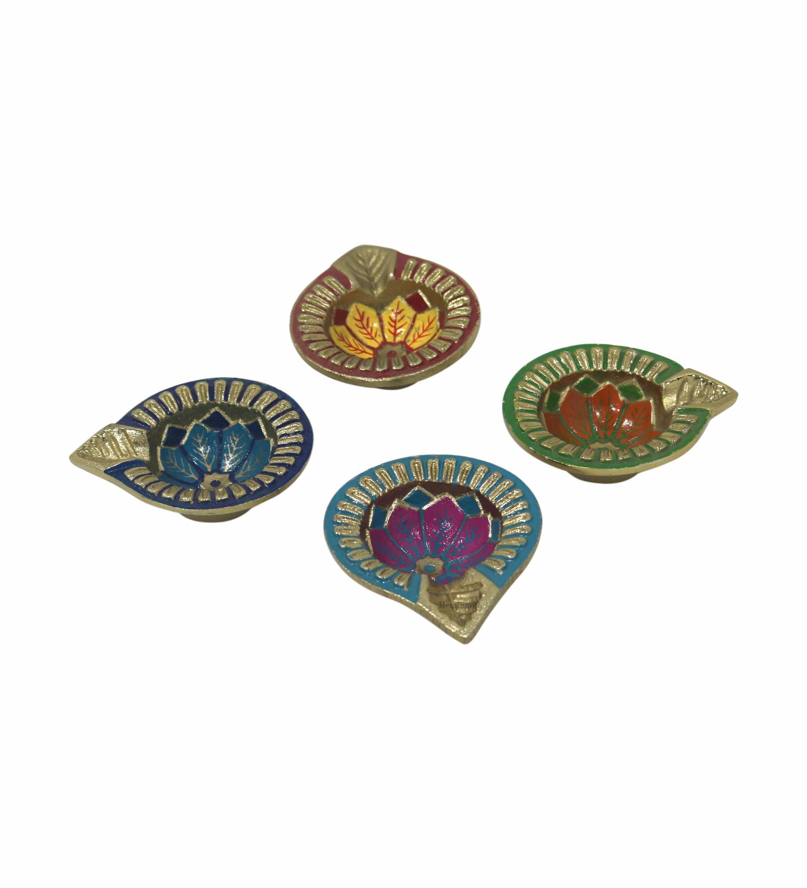Pack Of 4 Aluminium Diyas For Pooja And Gift