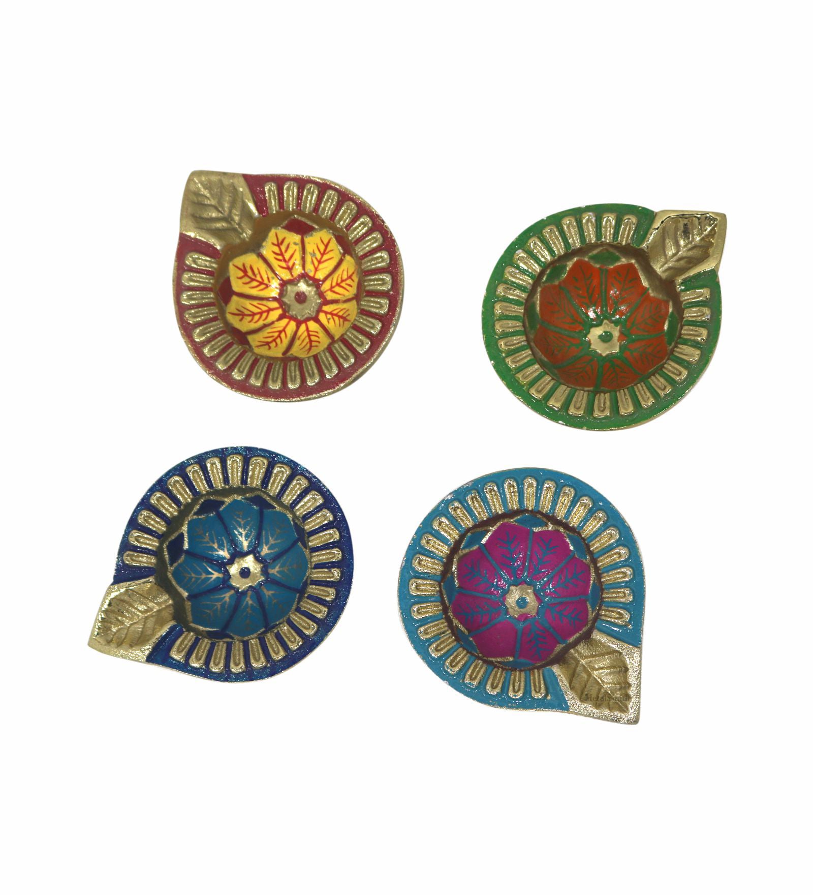 Pack Of 4 Aluminium Diyas For Pooja And Gift